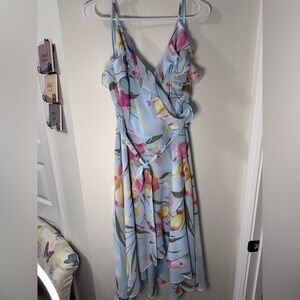 WHBM Sleeveless Ruffle Faux Wrap Dress size 10 NWOT